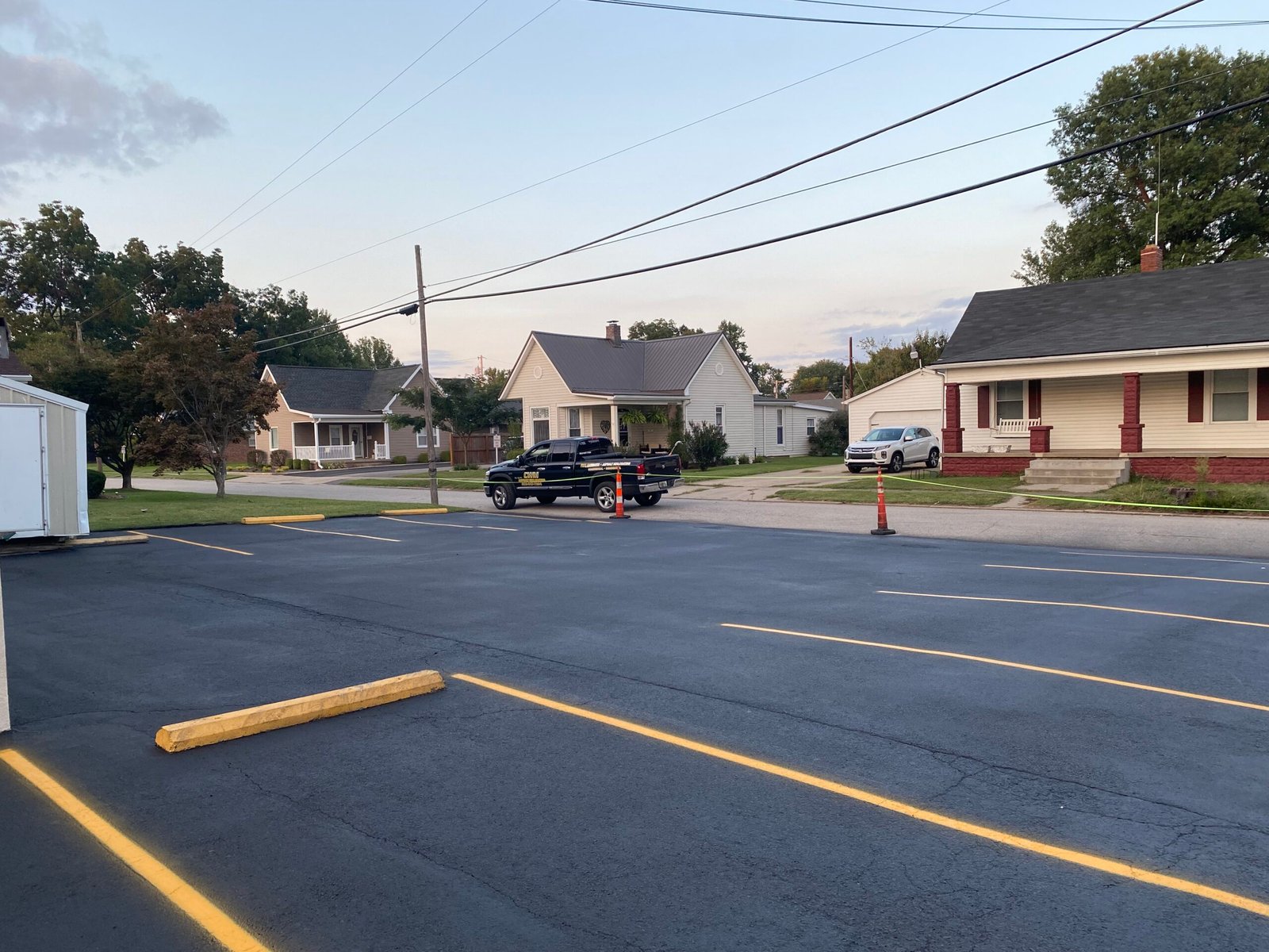 Sealcoated and striped parking lot at Zach’s Diner in Fort Branch Indiana