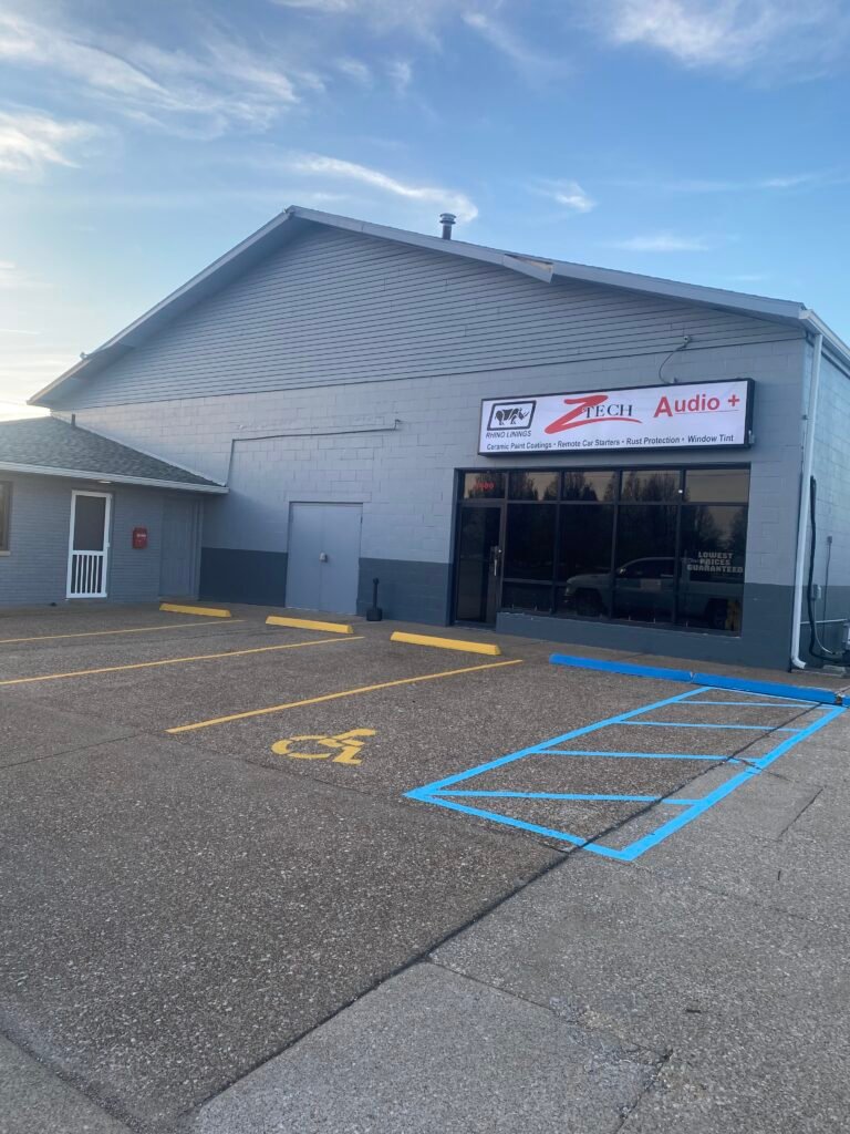 Parking lot striping at ZTech Audio in Evansville
