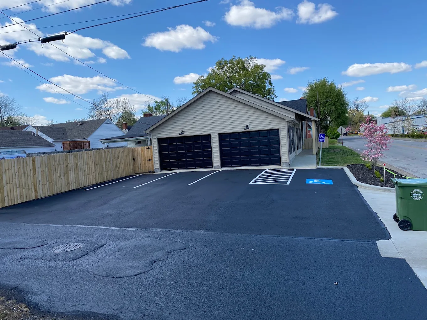 Owensboro office parking lot sealcoating and striping by CWM Asphalt