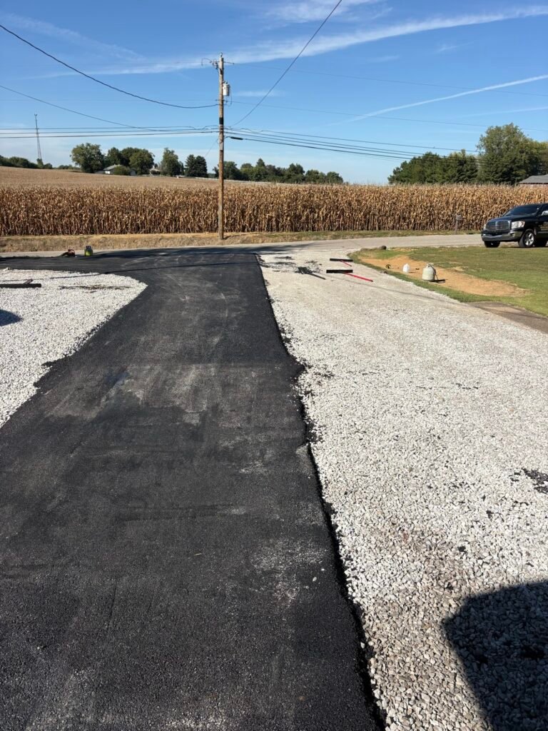 Asphalt driveway paving project in Rockport, Indiana