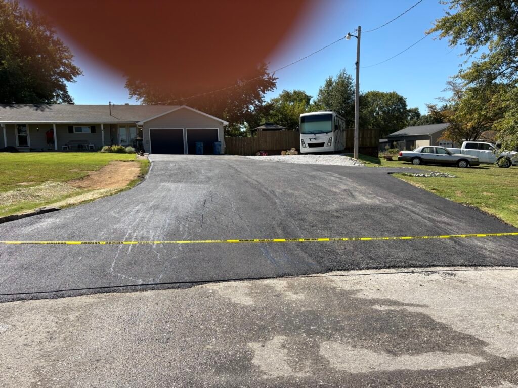 Completed asphalt driveway in Rockport, Indiana