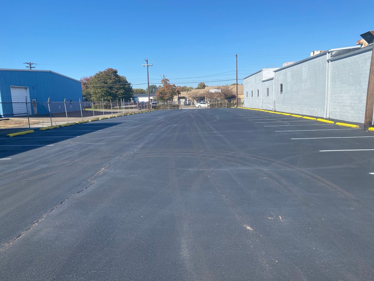 J-Ron Inc. parking lot after sealcoating and striping in Henderson KY